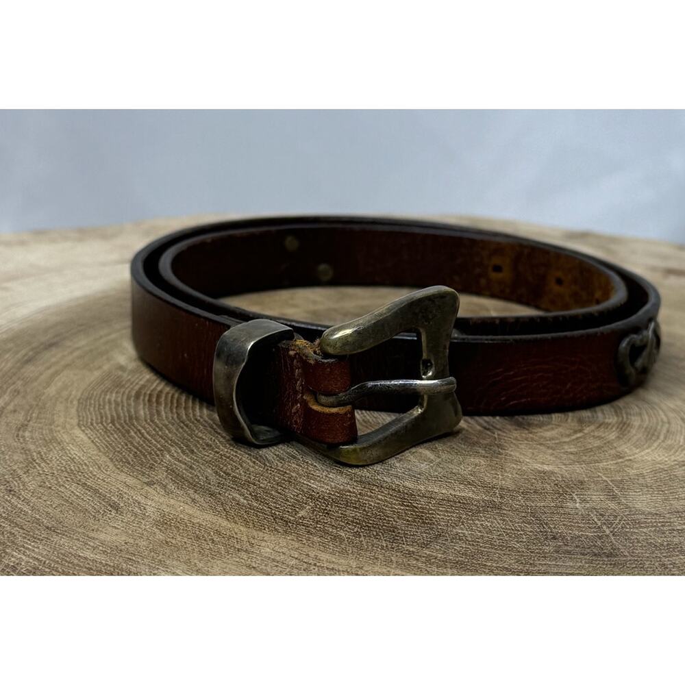 Harvé Bernard Vintage Genuine Leather Heart Belt - Medium